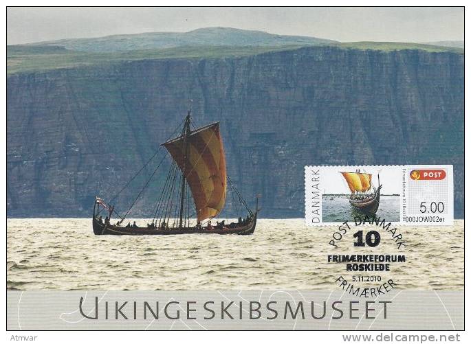 DENMARK (2010) - Carte Maximum Card ATM - ROSKILDE FRIEMARKENFORUM - Bateau Viking / Viking Ship - Sea Stallion - Cartes-maximum (CM)