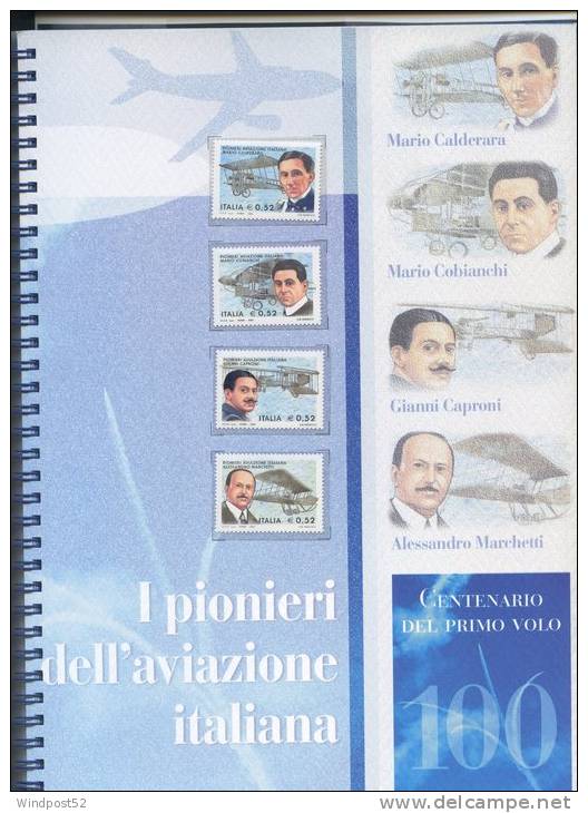 ITALIA FOLDER 2003 I PIONIERI DELL´AVIAZIONE ITALIANA - CALDERARA - COBIANCHI - CAPRONI - MARCHETTI 01 - Presentation Packs