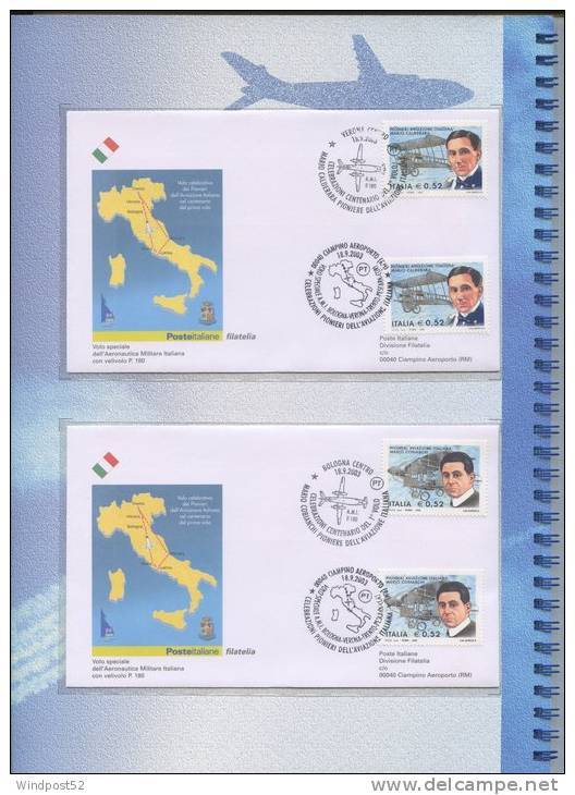 ITALIA FOLDER 2003 I PIONIERI DELL´AVIAZIONE ITALIANA - CALDERARA - COBIANCHI - CAPRONI - MARCHETTI 01