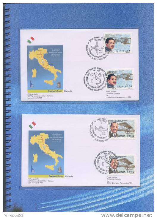 ITALIA FOLDER 2003 I PIONIERI DELL´AVIAZIONE ITALIANA - CALDERARA - COBIANCHI - CAPRONI - MARCHETTI 01