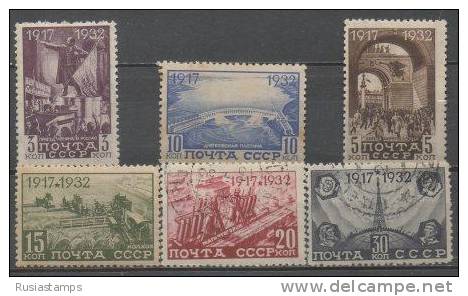 RUSSIA (USSR) -(CP3204)-YEAR 1932-(Michel 414/419.)--15th Anniversary Of Great October Revolution. Mixed See Scann - Neufs