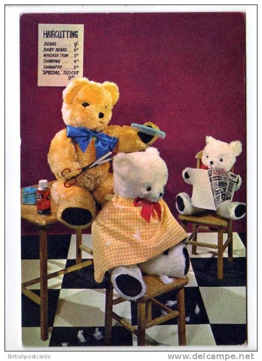 Teddy Bears - Barber Shop  - Postcard - Games & Toys