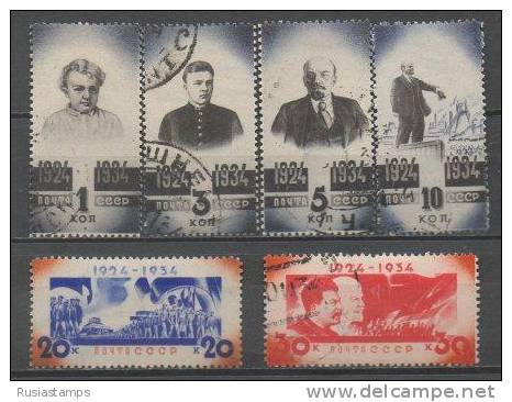 RUSSIA (USSR) -(CP3408)-YEAR 1934-(Michel 488/493)-10th Death Anniversary Of V. I. Lenin.- Used - Neufs
