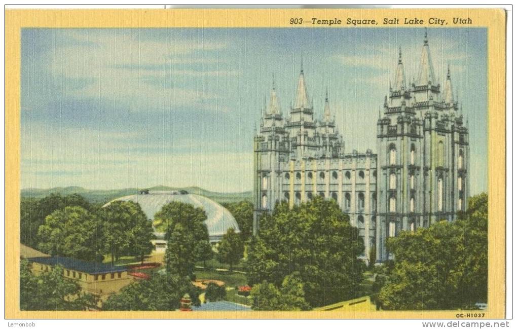 USA – United States – Temple Square, Salt Lake City, Utah, Unused Linen Postcard [P6249] - Salt Lake City