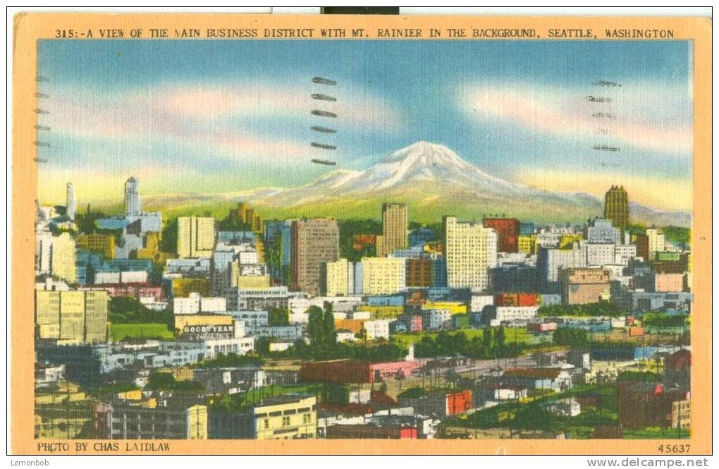 USA – United States – A View Of The Main Business District, Seattle, Washington, 1954 Used Linen Postcard [P6263] - Seattle