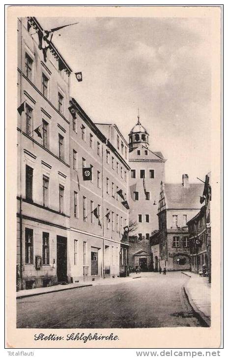 Stettin Schloßkirche Nazi Fahnenschmuck Ungelaufen Szczecin - Pommern