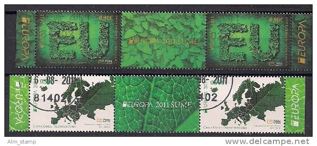 2011 Montenegro Mi. 264-5  Used Gutter Pair   Europa: Der Wald. - 2011