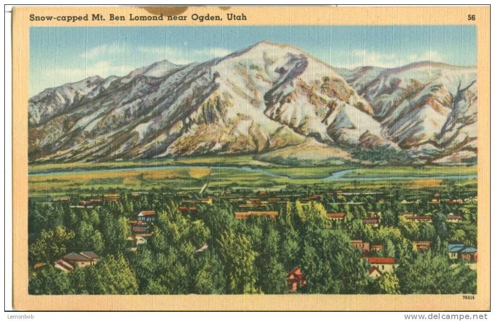 USA – United States – Snow-Capped Mt. Ben Lomond Near Ogden, Utah, Unused Linen Postcard [P6284] - Ogden