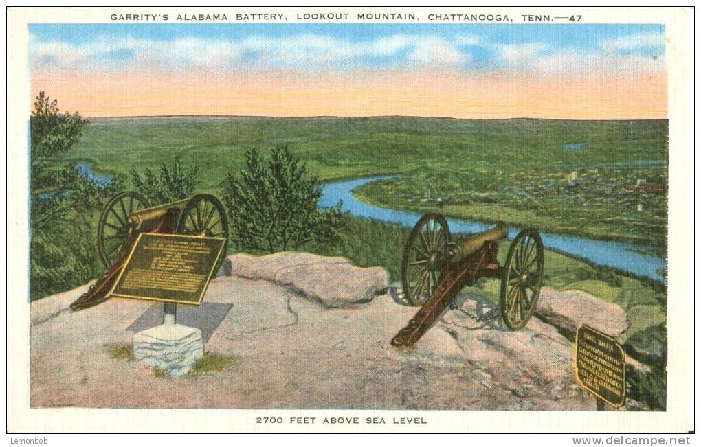 USA – United States – Garrity's Alabama Battery, Lookout Mountain, Chattanooga, Tennessee, Unused Linen Postcard [P6288] - Chattanooga