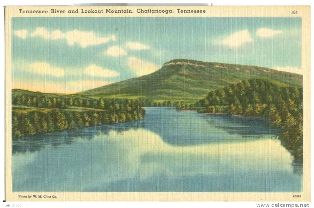 USA – United States –  Tennessee River And Lookout Mountain, Chattanooga, Tennessee, Unused Linen Postcard [P6289] - Chattanooga