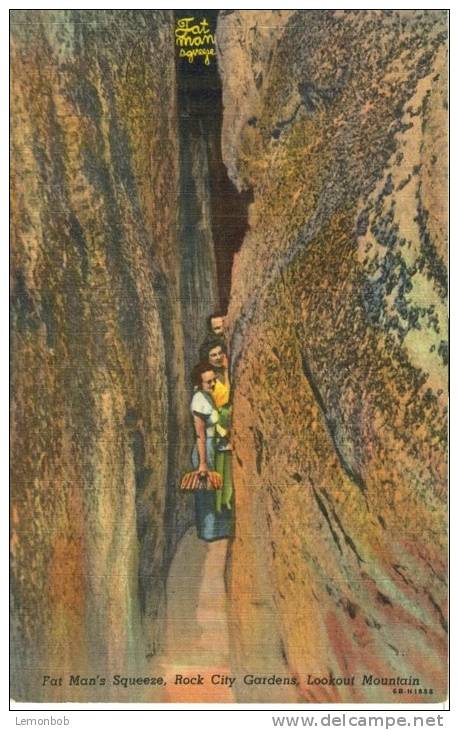 USA – United States – Fat Man's Squeeze, Rock City Gardens, Lookout Mountains, Unused Linen Postcard [P6300] - Chattanooga