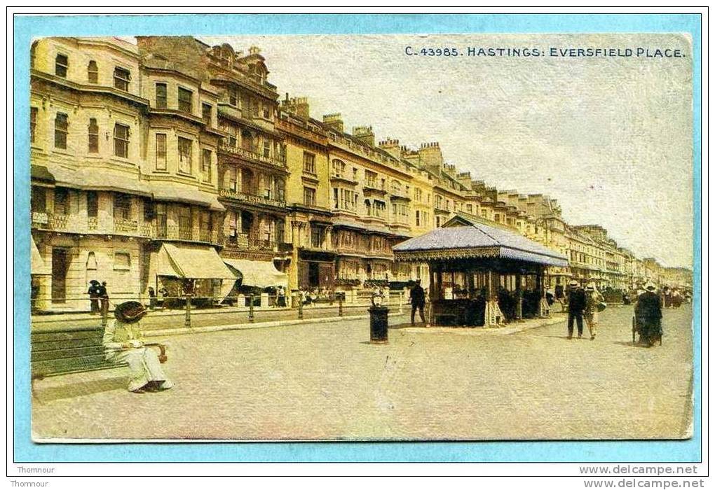 HASTINGS  :  EVERSFIELD PLACE  - 1925   - TRES  BELLE  CARTE ANIMEE  - - Hastings