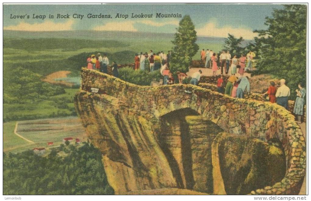 USA – United States – Lover's Leap In Rock City Garden, Atop Lookout Mountain, Unused Linen Postcard [P6305] - Chattanooga