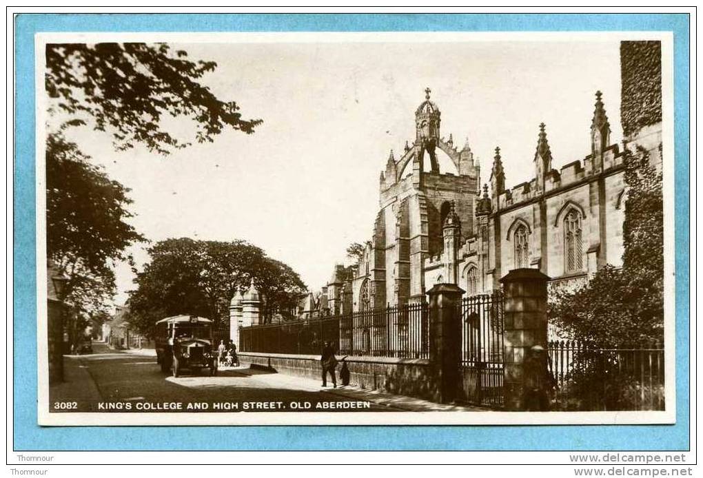 OLD  ABERDEEN  -  KING´S  COLLEGE AND HIGH STREET  -  1933   -  BELLE  PHOTO CARTE ANIMEE  - - Aberdeenshire