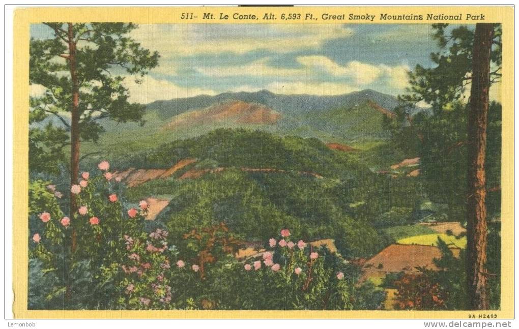 USA – United States – Mt. Le Conte, Great Smoky Mountains National Park, 1949 Used Linen Postcard [P6338] - Smokey Mountains