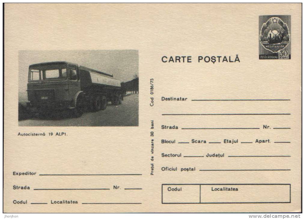 Romania-Postal Stationery Postcard 1974-Tank 19 ALP1 - LKW