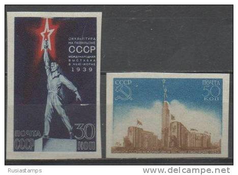RUSSIA (USSR) -(CP3905)-YEAR 1939-(Michel 693/694 Im Perforated)-.New York World´s Fair..--MNH* * - Nuovi