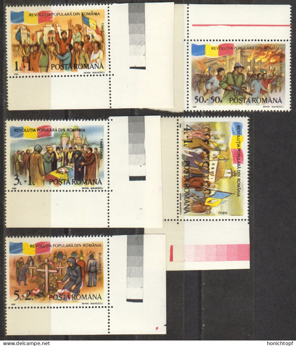 Rumänien; 1990; Michel 4613/20 **; Revolution;  Rand Und Eckstück - Unused Stamps