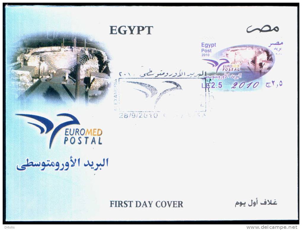 EGYPT / 2010 / EURO MED POSTAL / FDC / VF/ 3 SCANS. - Lettres & Documents