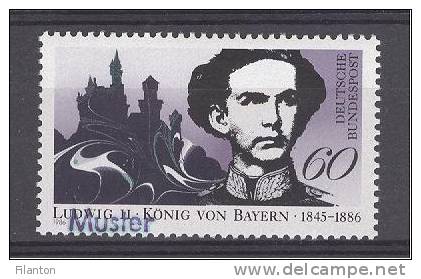 BUND - Mi Nr 1281 - Ludwig II, König Von Bayern - MUSTER - MUSTERMARKEN - SPECIMEN - MNH** - RARE !!! - Varietà E Curiosità