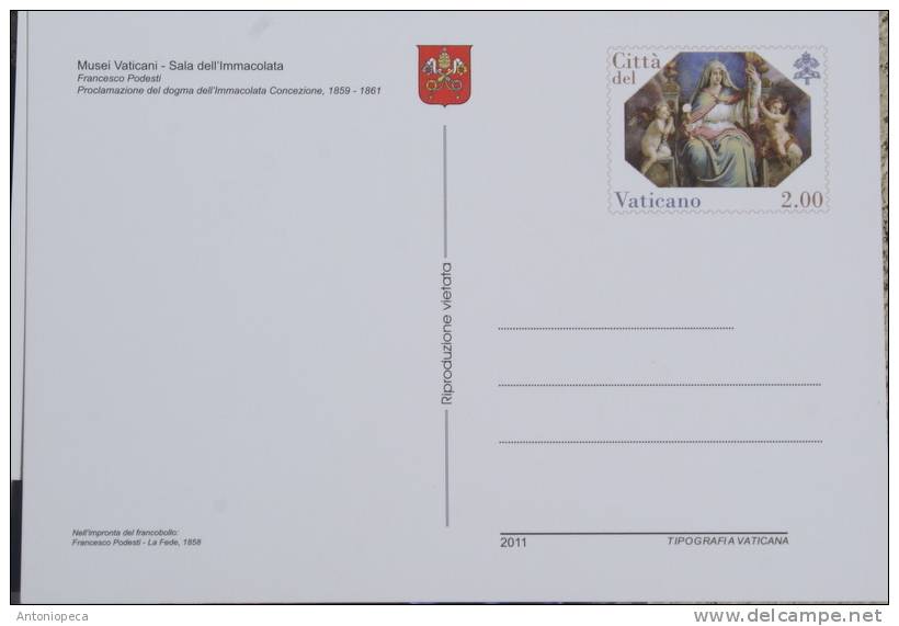 VATICAN 2011 - OFFICIAL FOLDER 4 POSTCARDS RESTAURO SALA IMMACOLATA MUSEI VATICANI - 2 SETT 2011  MNH** - Unused Stamps