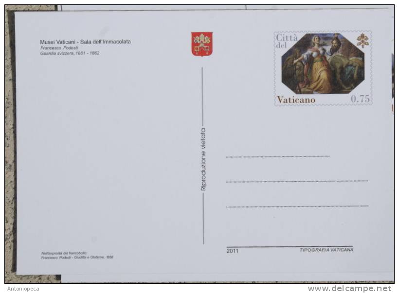 VATICAN 2011 - OFFICIAL FOLDER 4 POSTCARDS RESTAURO SALA IMMACOLATA MUSEI VATICANI - 2 SETT 2011  MNH**