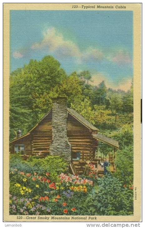 USA – United States – Typical Mountain Cabin, Great Smoky Mountains National Park, Unused Linen Postcard [P6355] - Smokey Mountains