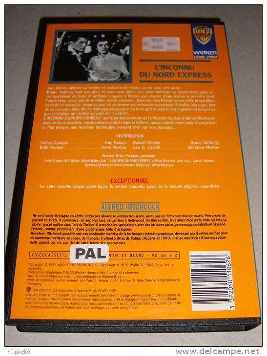 Vhs Pal Alfred Hitchcock La Loi Du Silence + Le Crime était Presque Parfait + L´Inconnu Du Nord Express Alfred Hitchcock - Policíacos