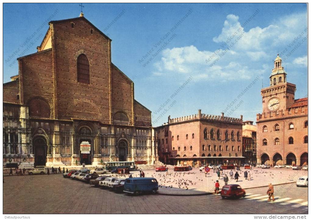 BOLOGNA : Basilica Di S Petronio E Piazza Maggiore ( Auto VW Kombi Volkswagen Autobus Bus ) - Faenza