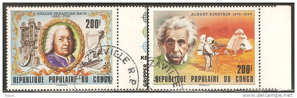 Congo - Brazzaville 1979 Mi# 696-697 Used - Bach / Albert Einstein - Oblitérés