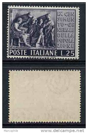 ITALIE  / 1951  # 614  / 25 L. VIOLET NOIR  ** / COTE 6.00 EURO  (ref T708) - 1946-60: Nuevos