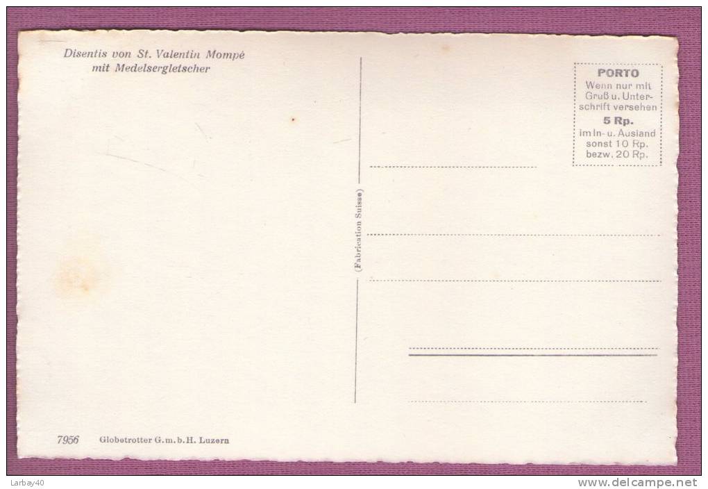 1 Cp Suisse. Disentis Von St Valentin Mompé Mit Medelsergletscher - Altri & Non Classificati