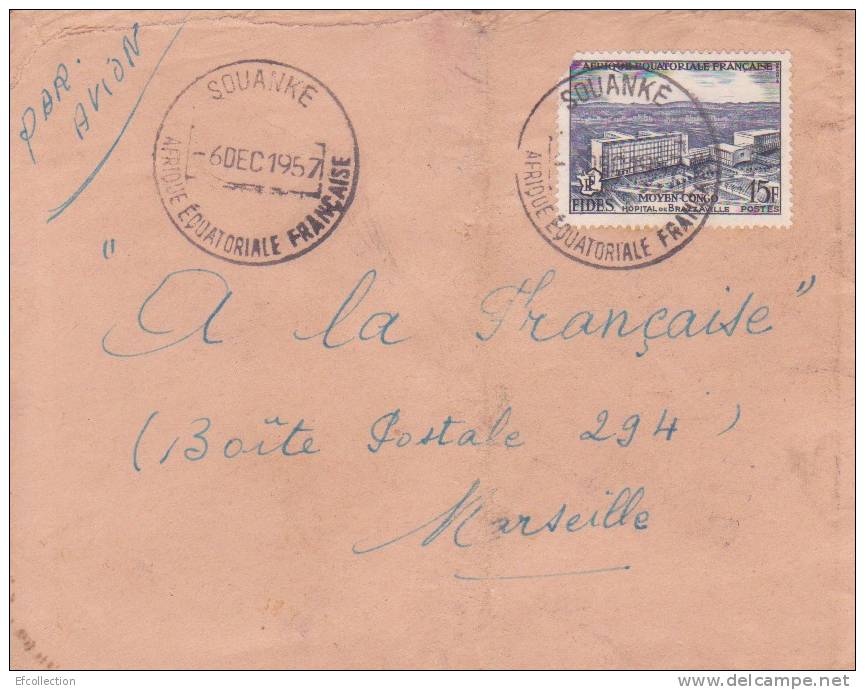 AEF,Congo,Souanké Le 09/12/1957 > France,lettre,Colonies,ho Pital De Brazzaville,15f N°234 - Covers & Documents