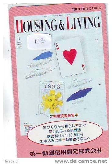 TELECARTE  à Jouer Japon (113)  Japan Playing Card *   Spiel Karte * JAPAN * ACE - Spelletjes
