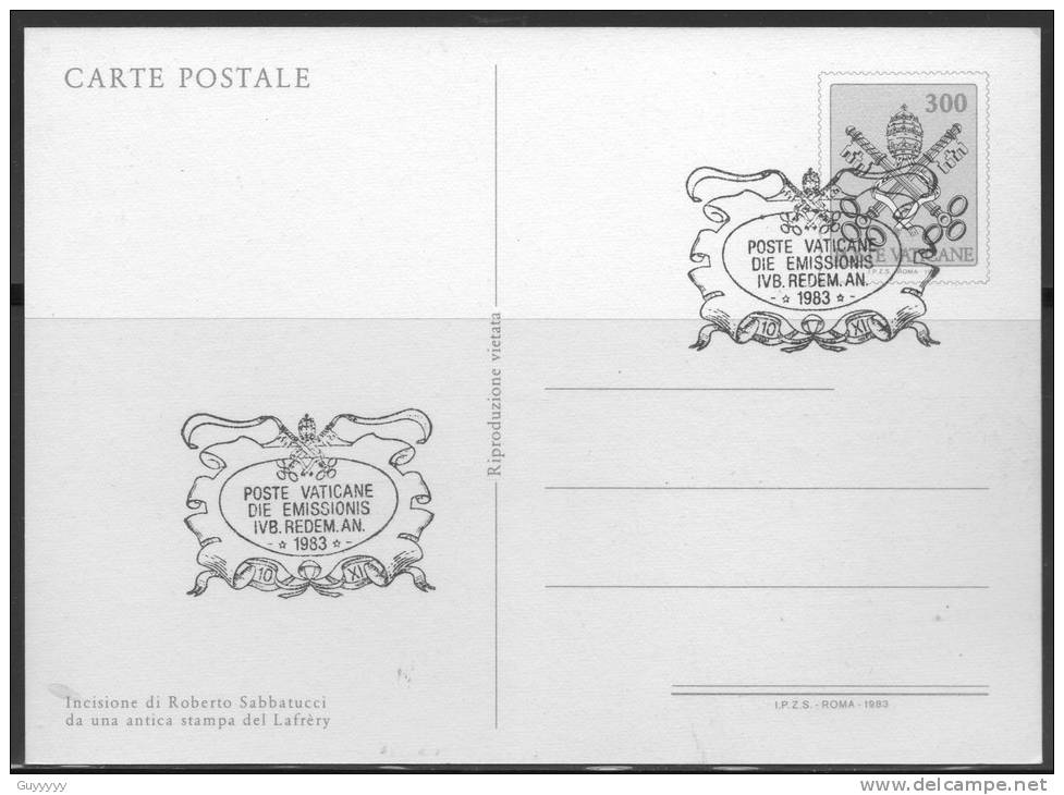 Vatican - Entier Postal - 1983 - Oblitéré - Postal Stationeries