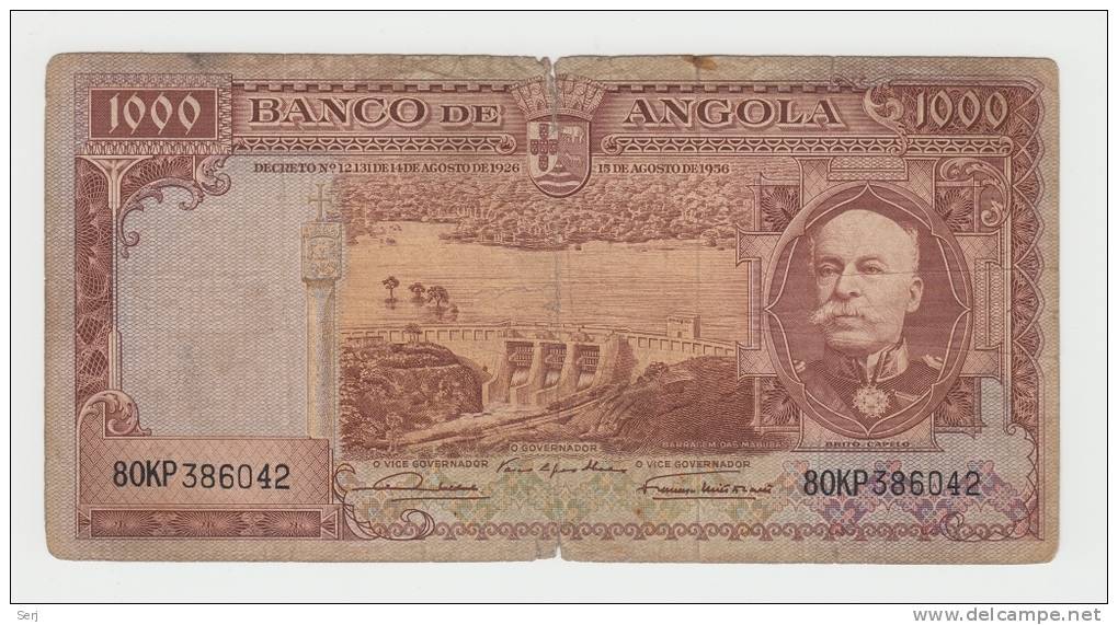 PORTUGAL ANGOLA 1000 ESCUDOS 1956 VG P 91 - Angola