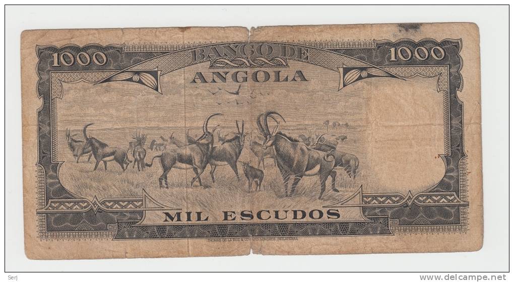 PORTUGAL ANGOLA 1000 ESCUDOS 1956 VG P 91 - Angola