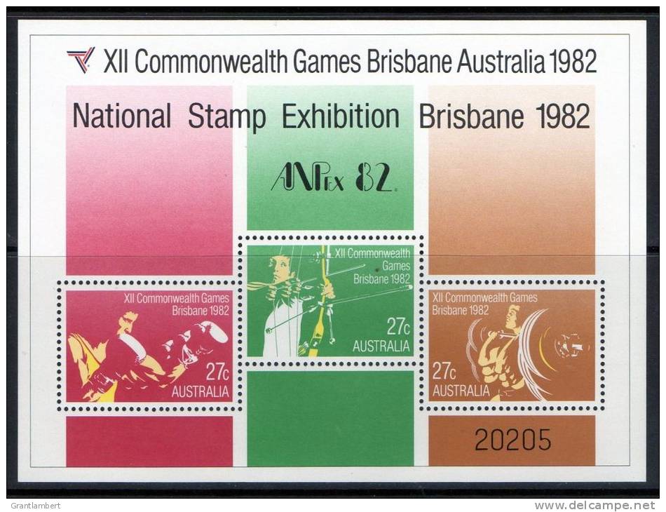 Australia 1982 XII Commonwealth Games Miniature Sheet MNH Overprint Anpex82  SG MS863 - Mint Stamps