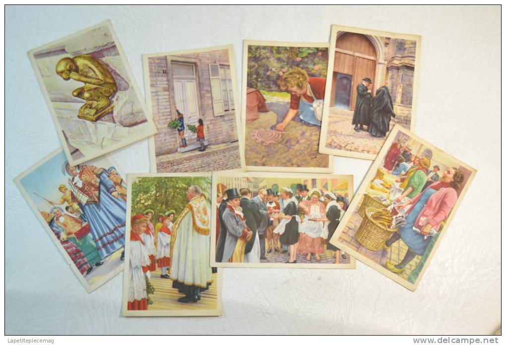 (AR3) Lot De 8 Cartes Anciennes Offertes Par Chocolats Cote D'Or, Folklore Belge (Belgique) - Collections
