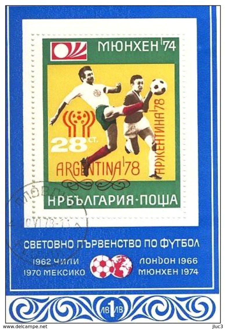 ZBulBN44 - BULGARIE 1978 - Le Joli BLOC-TIMBRE  N° 44 (YT)  Avec Empreinte 'PREMIER JOUR' - Coupe Du Monde Football 1978 - 1978 – Argentine