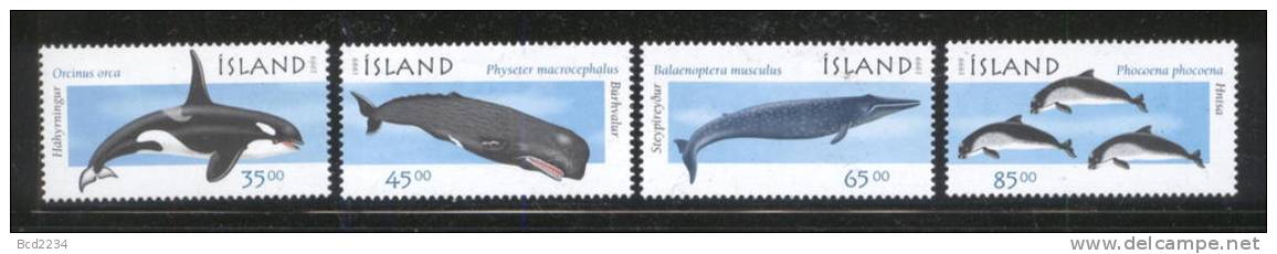 ICELAND ISLAND 1999 MARINE ANIMALS WHALES & DOLPHINS SERIES 1 SET OF 4 NHM (**) SEA LIFE - Wale