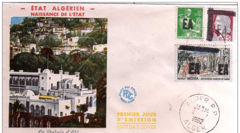 ALGERIE  ALGER  Lettre Affranchie Avec Timbres Surchargés EA Dont Un DOUBLE SURCHARGE  4/07/62 - Argelia (1962-...)