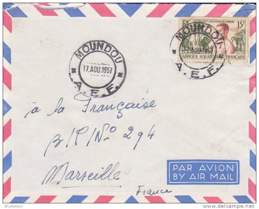 Moundou Tchad Afrique Colonie Française Lettre Par Avion Pour Marseille Marcophilie - Storia Postale