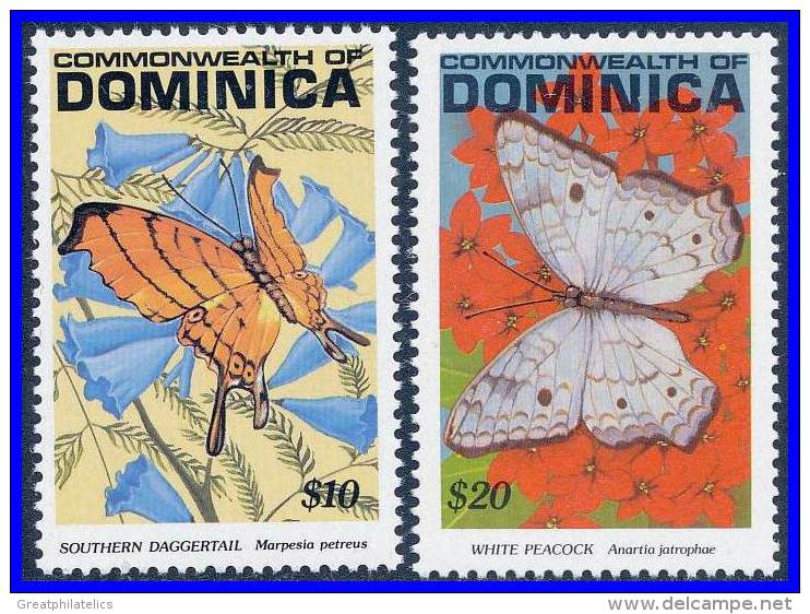 DOMINICA 1991 BUTTERFLIES INSECTS SC# 1391A-B MNH CV$32.00 (D0433) - Dominica (1978-...)