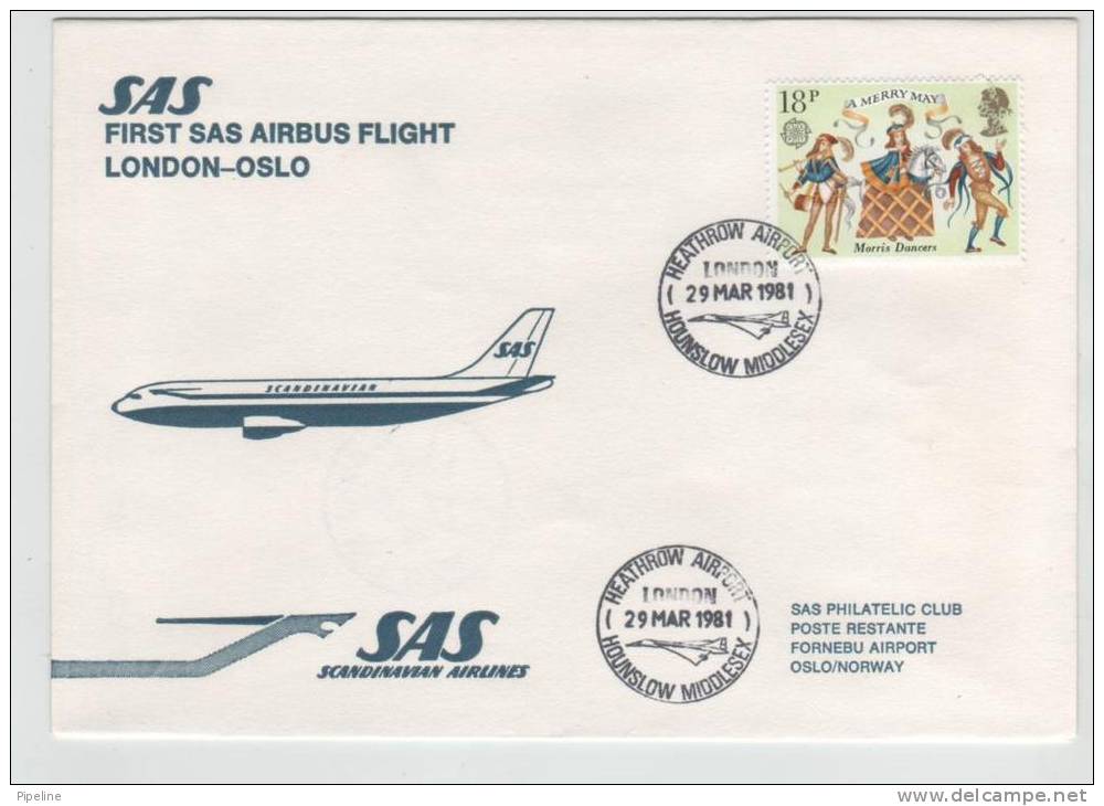 Great Britain First SAS Flight Airbus London - Oslo 29-3-1981 - Unclassified