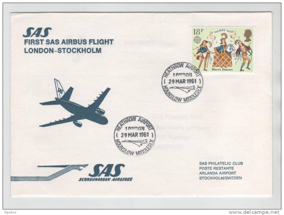 Great Britain First SAS Flight Airbus London - Stockholm 29-3-1981 - Unclassified