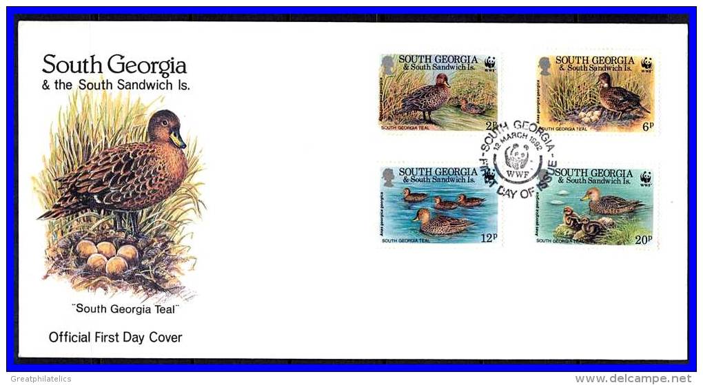 SOUTH GEORGIA 1998 DUCKS BIRDS WWF SC# 162-165 FDC (D0187) - Südgeorgien