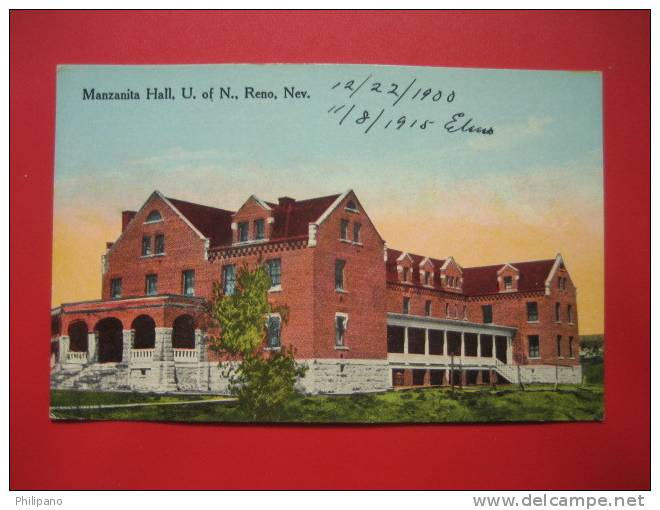 - Nevada > Reno  Manzanita Hall U.of N. Reno Ca 1910==   == Ref 271 - Reno