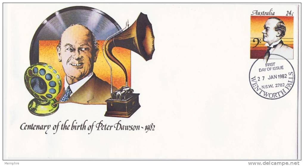 1982  Birth Centenary Of Peter Dawson, Singer FDI Cancel  Envelope 046 - Postwaardestukken