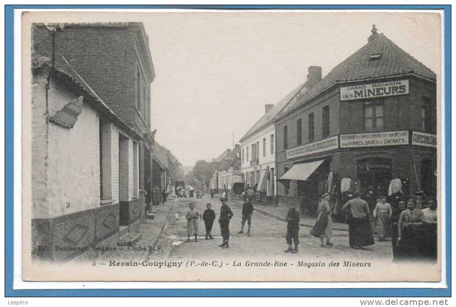 62 - HERSIN COUPIGNY --  La Grande Rue - Magasin Des Mineurs - Other & Unclassified